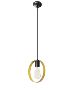 Suspension 1 lampe 1 anneau Annulis Métal Or et Noir