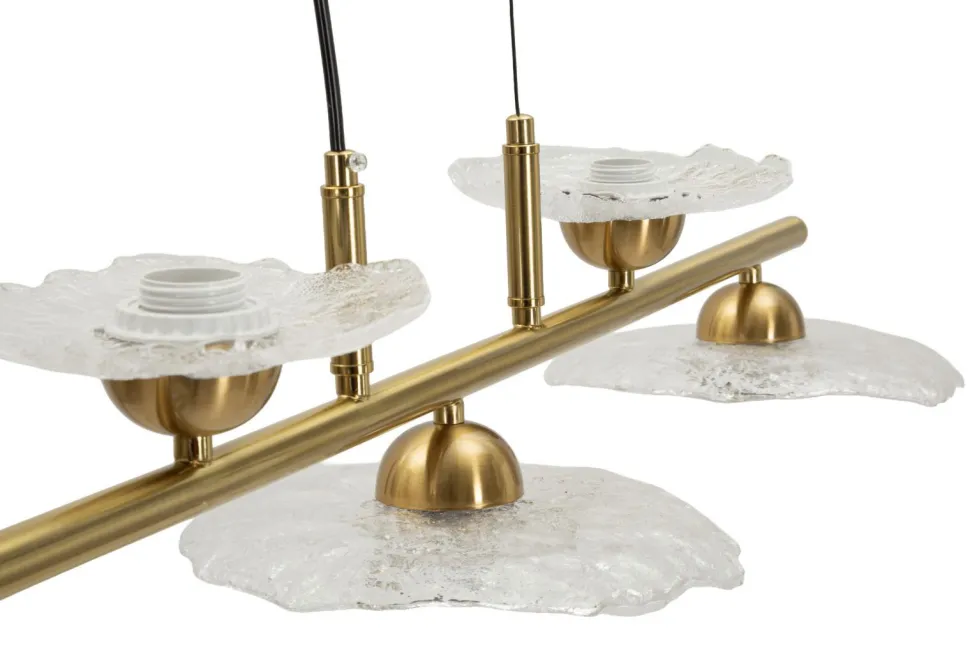 Suspension Emily 5 lumières métal doré et verre transparent