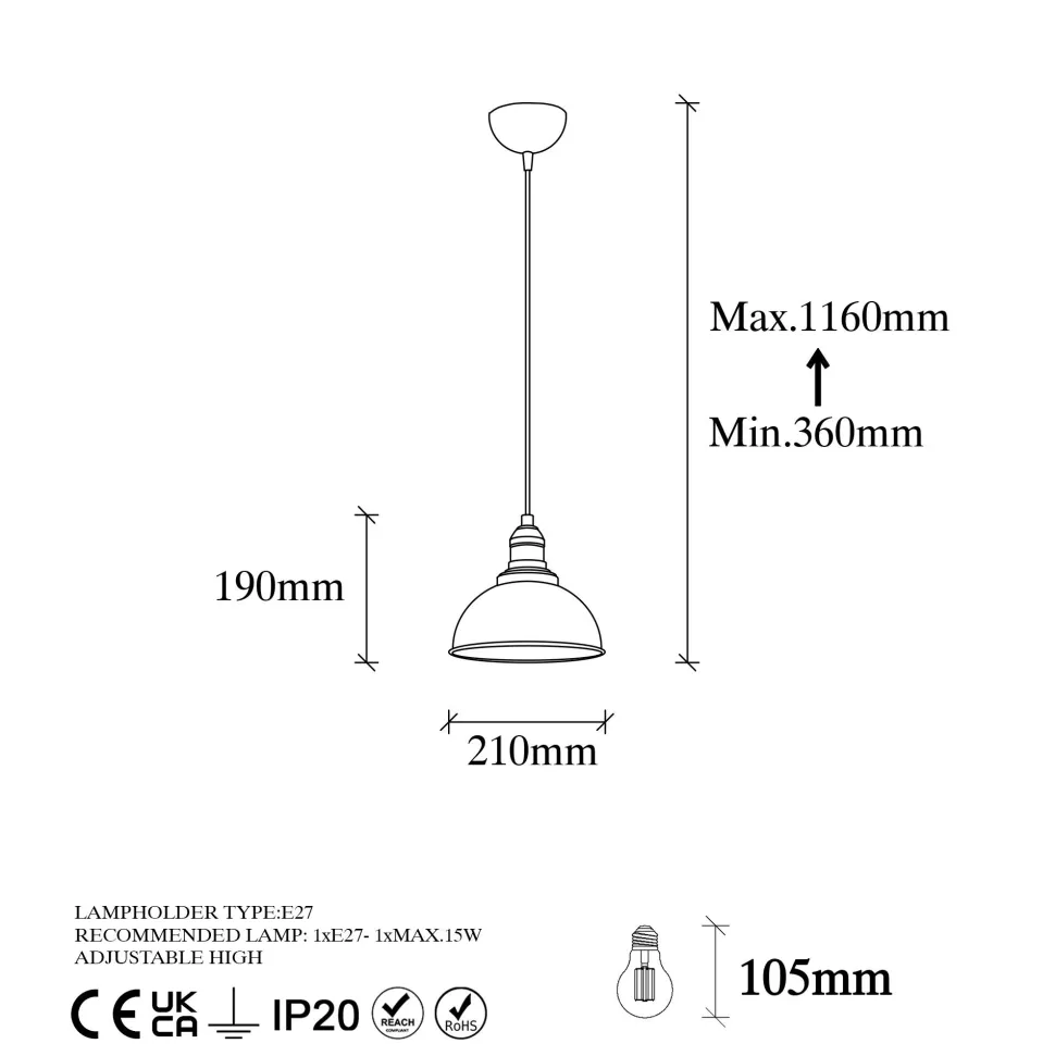 Suspension Escus Ø21cm Métal Noir et Or antique