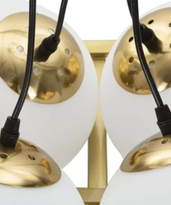 Suspension géométrique JAPON métal doré et verre blanc
