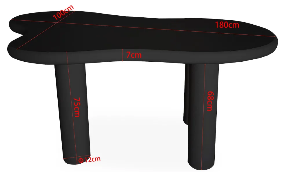 Table à manger forme nuage asymétrique L180cm VALDO Noir