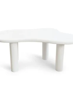 Table à manger forme nuage asymétrique L180cm VALDO Blanc minéral texturé