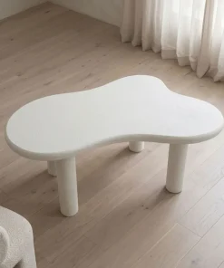 Table à manger forme nuage asymétrique L180cm VALDO Blanc minéral texturé