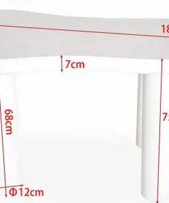 Table à manger forme nuage asymétrique L180cm VALDO Blanc minéral texturé