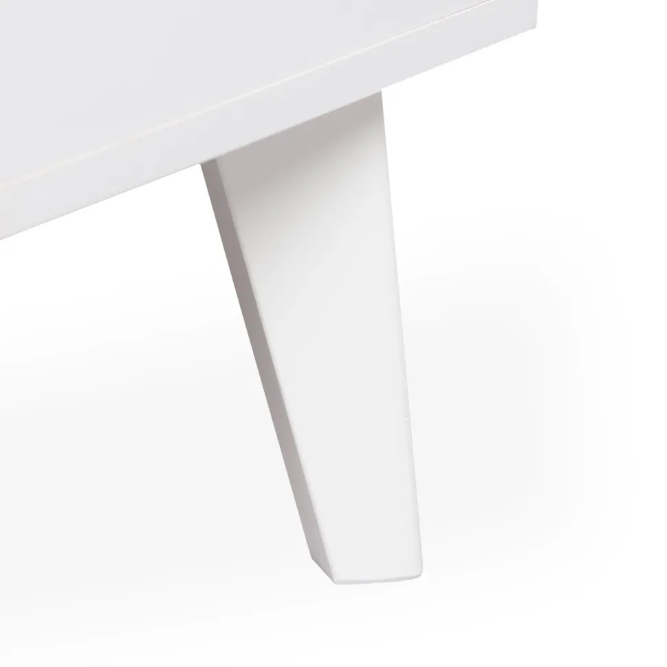 Table basse 2 tiroirs avec cannage Dalgora L120cm Blanc