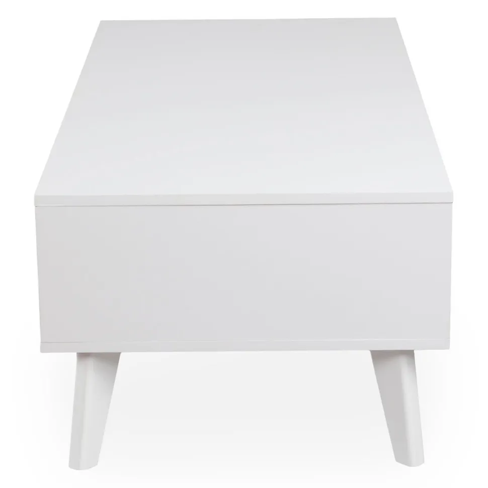 Table basse 2 tiroirs avec cannage Dalgora L120cm Blanc