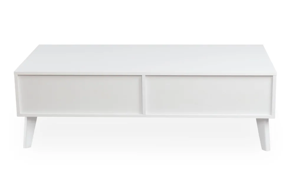 Table basse 2 tiroirs avec cannage Dalgora L120cm Blanc
