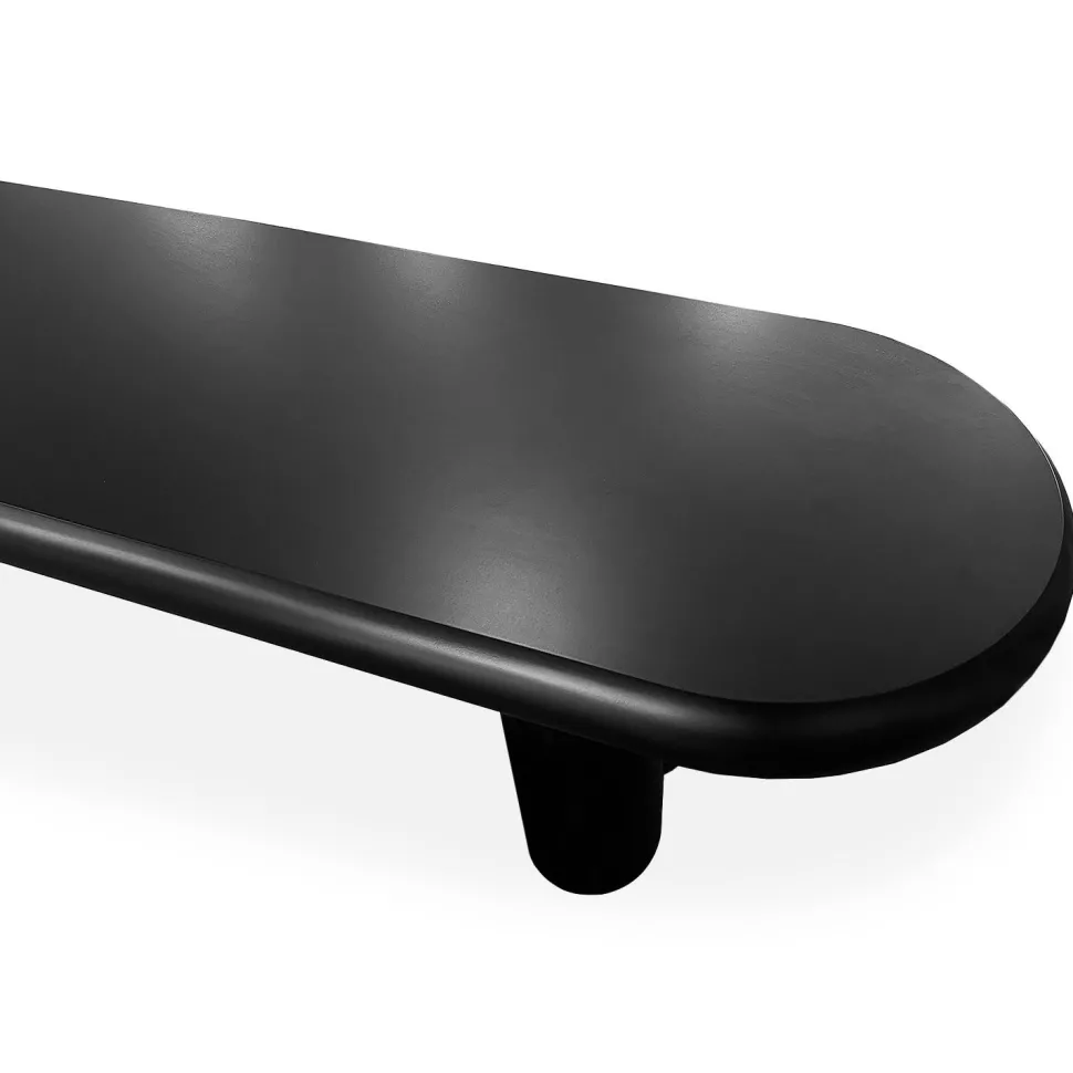 Table basse arrondie 160cm avec pieds colonnes Roady Noir