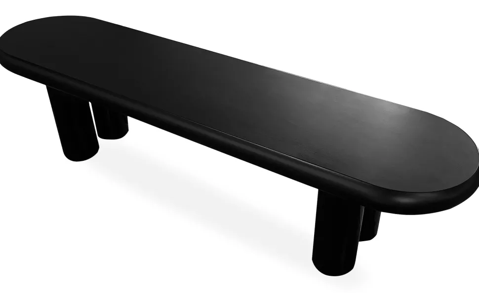 Table basse arrondie 160cm avec pieds colonnes Roady Noir