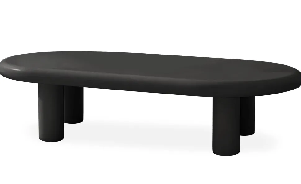 Table basse arrondie 160cm avec pieds colonnes Roady Noir