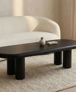 Table basse arrondie 160cm avec pieds colonnes Roady Noir