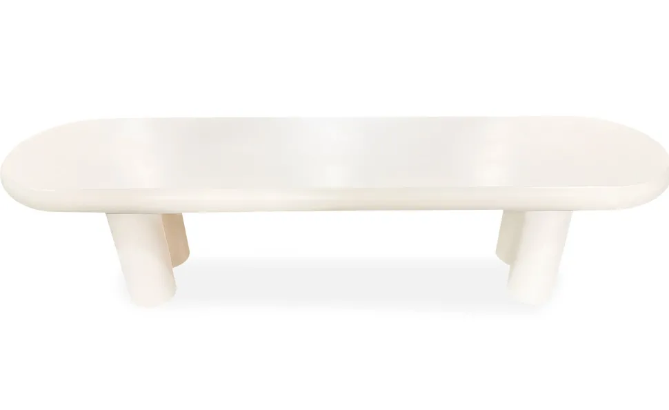 Table basse arrondie 160cm avec pieds colonnes Roady Crème
