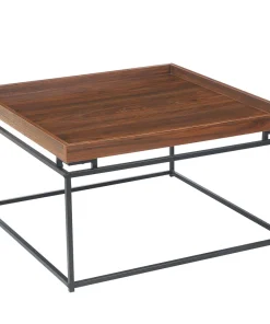Table basse carrée avec plateau compartimenté réversible 80x80cm Duplix Bois Noisette