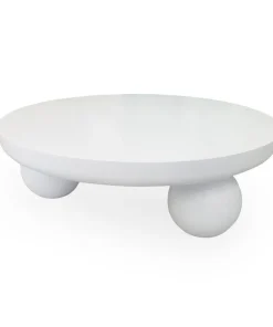 Table basse contemporaine design rond Bonnie L100cm texture minérale Blanc