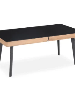 Table basse en bois Darcy avec plateau en Verre Noir