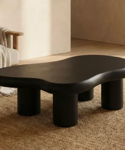 Table basse forme courbes naturelles Valdo 69x100cm Noir