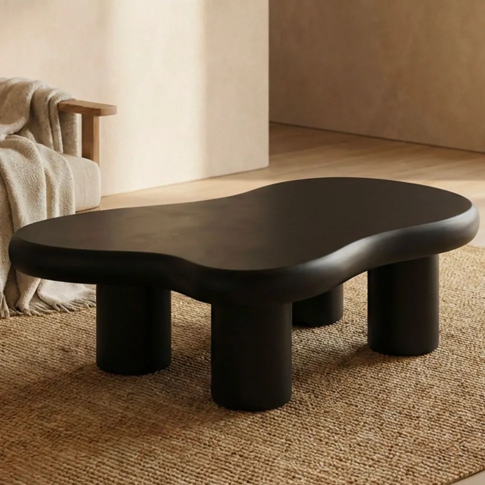 Table basse forme courbes naturelles Valdo 69x100cm Noir