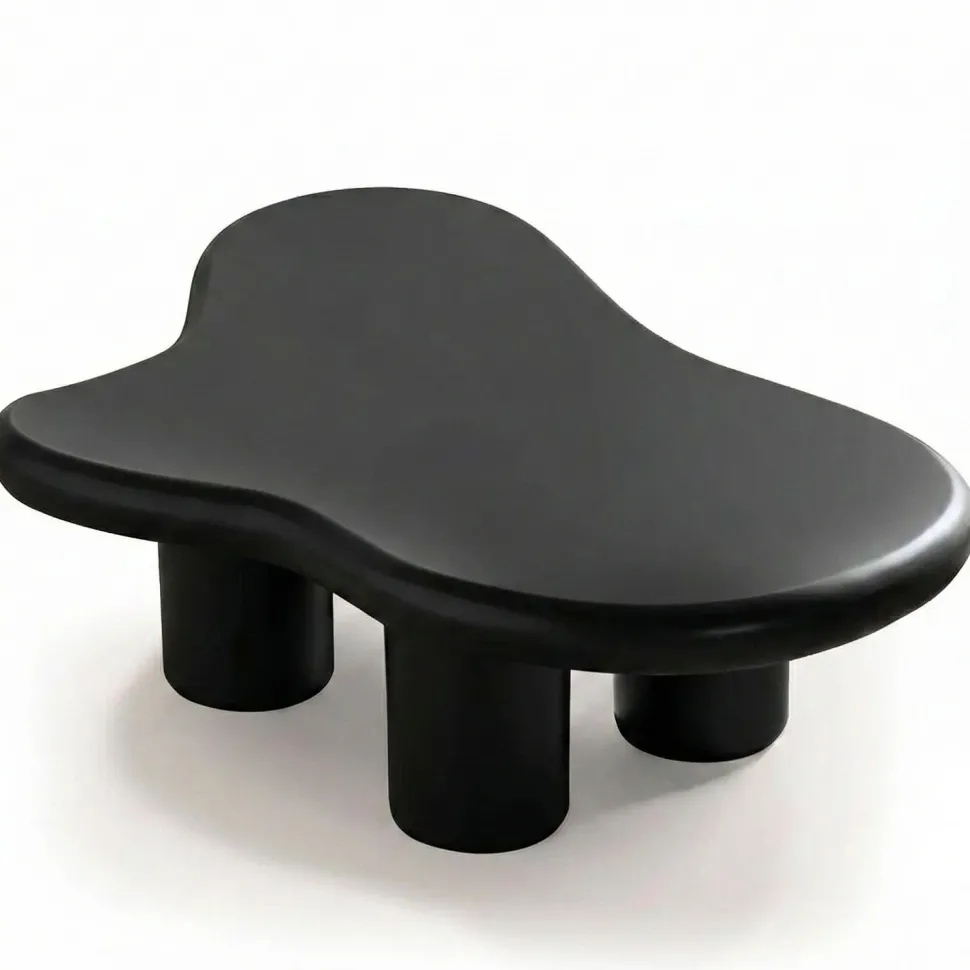 Table basse forme courbes naturelles Valdo 69x100cm Noir