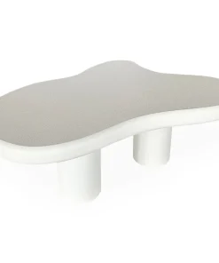 Table basse forme courbes naturelles Valdo 69x100cm Blanc texturé