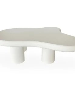 Table basse forme courbes naturelles Valdo 69x100cm Blanc texturé