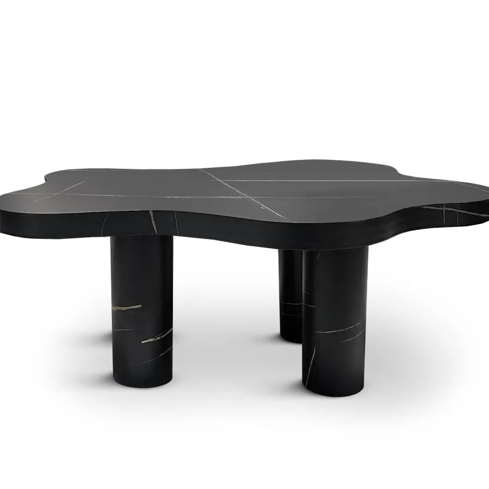 Table basse forme nuage 69x100cm Lagoon Effet Marbre Noir