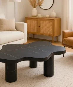 Table basse forme nuage 69x100cm Lagoon Effet Marbre Noir