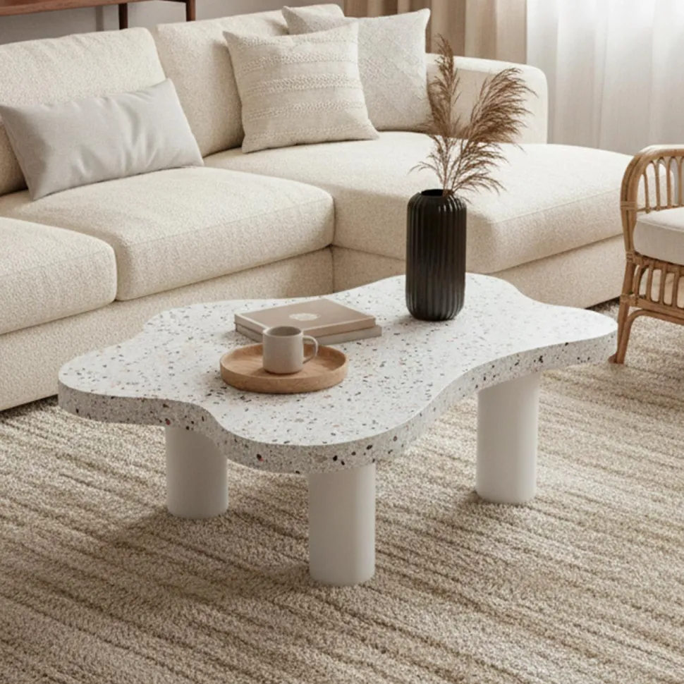 Table basse forme nuage 69x100cm Lagoon Effet Terrazzo