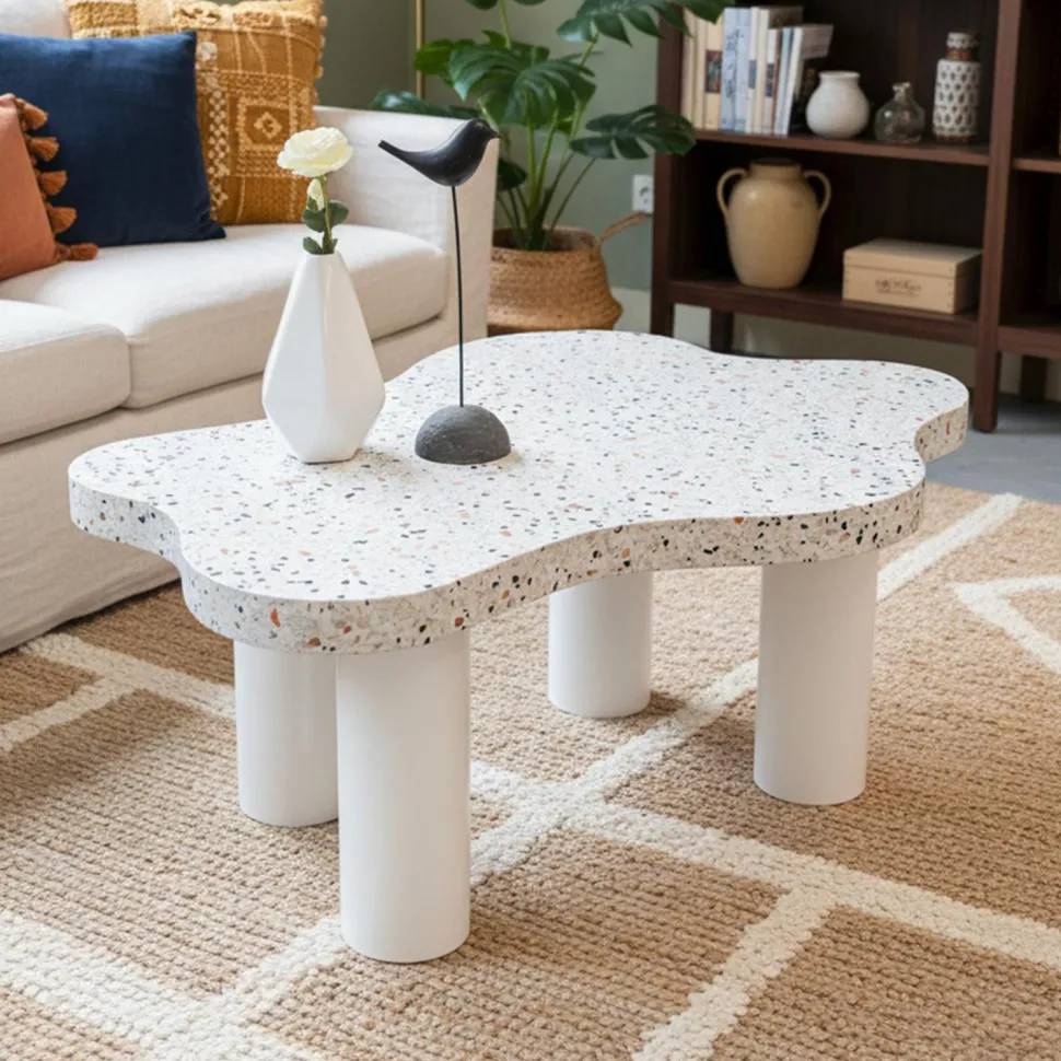 Table basse forme nuage 69x100cm Lagoon Effet Terrazzo