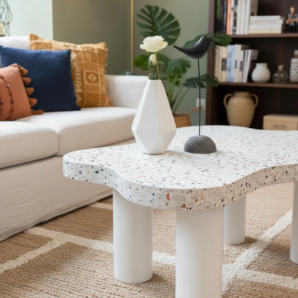 Table basse forme nuage 69x100cm Lagoon Effet Terrazzo