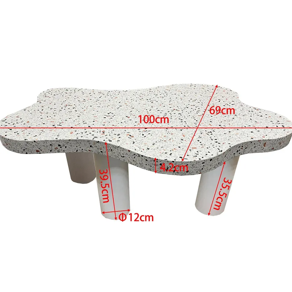 Table basse forme nuage 69x100cm Lagoon Effet Terrazzo