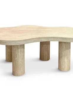 Table basse forme nuage 69x100cm Lagoon Effet Travertin Beige