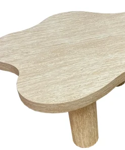 Table basse forme nuage 69x100cm Lagoon Effet Travertin Beige