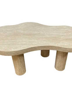 Table basse forme nuage 69x100cm Lagoon Effet Travertin Beige