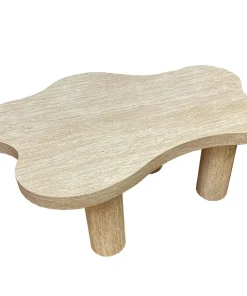 Table basse forme nuage 69x100cm Lagoon Effet Travertin Beige