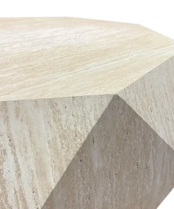 Table basse octogonale L95cm Mercury effet Travertin Beige