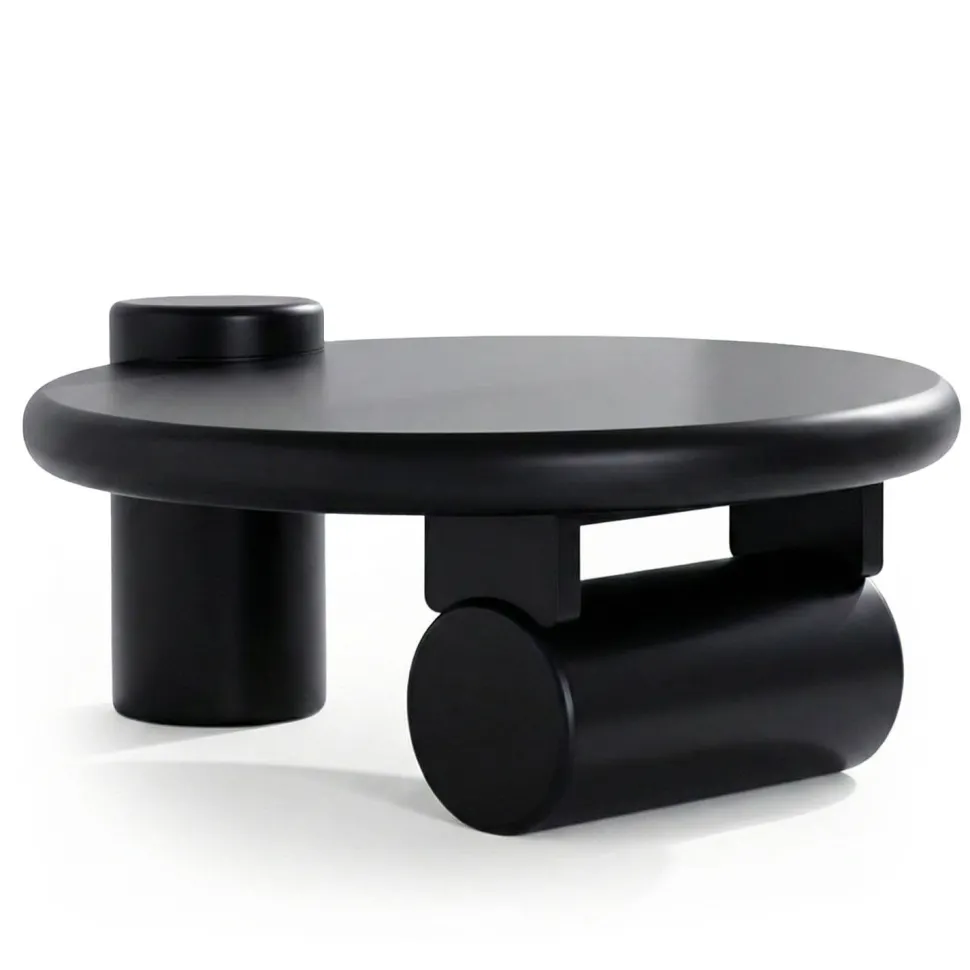 Table basse ronde asymétrique 100cm Yang Noir