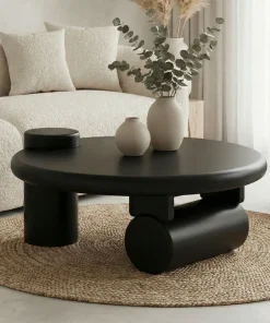 Table basse ronde asymétrique 100cm Yang Noir