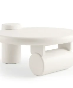 Table basse ronde asymétrique 100cm Yang Crème