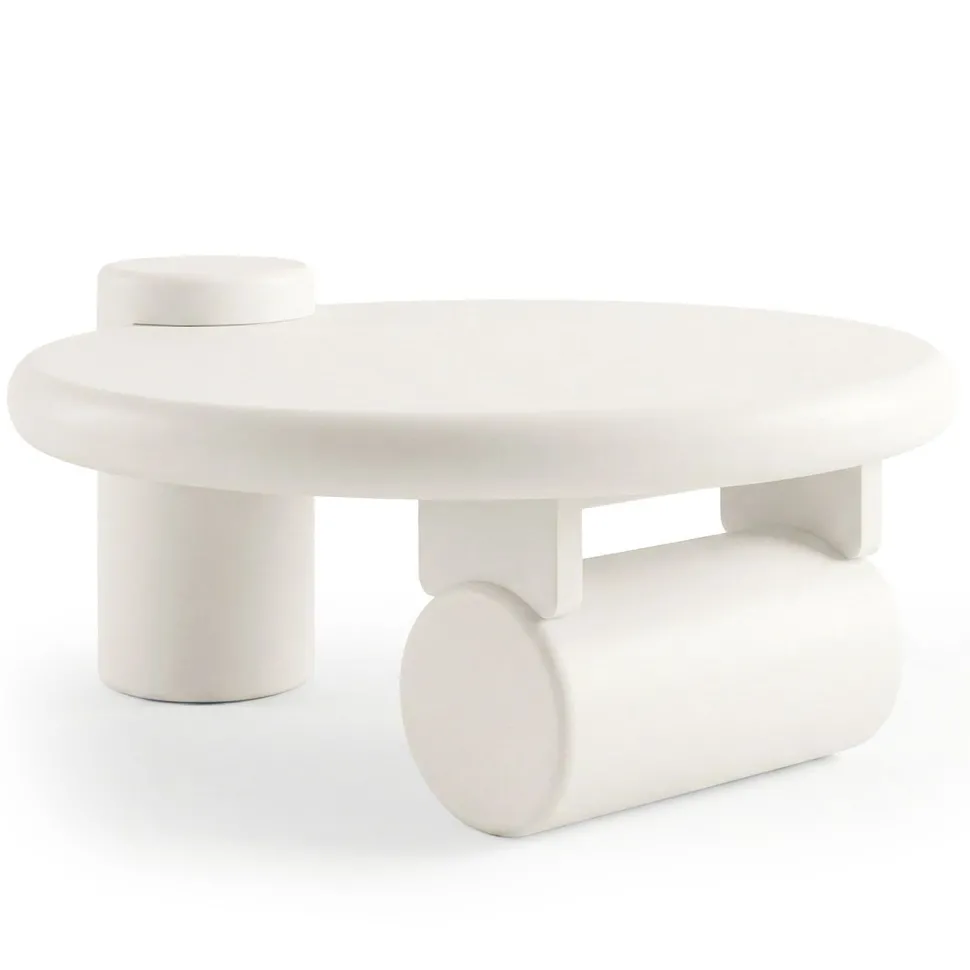 Table basse ronde asymétrique 100cm Yang Crème