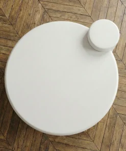 Table basse ronde asymétrique 100cm Yang Crème