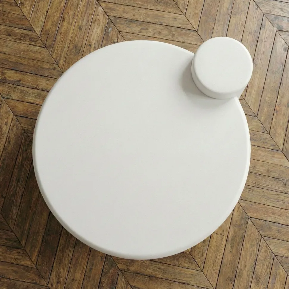 Table basse ronde asymétrique 100cm Yang Crème