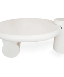 Table basse ronde asymétrique 100cm Yang Crème