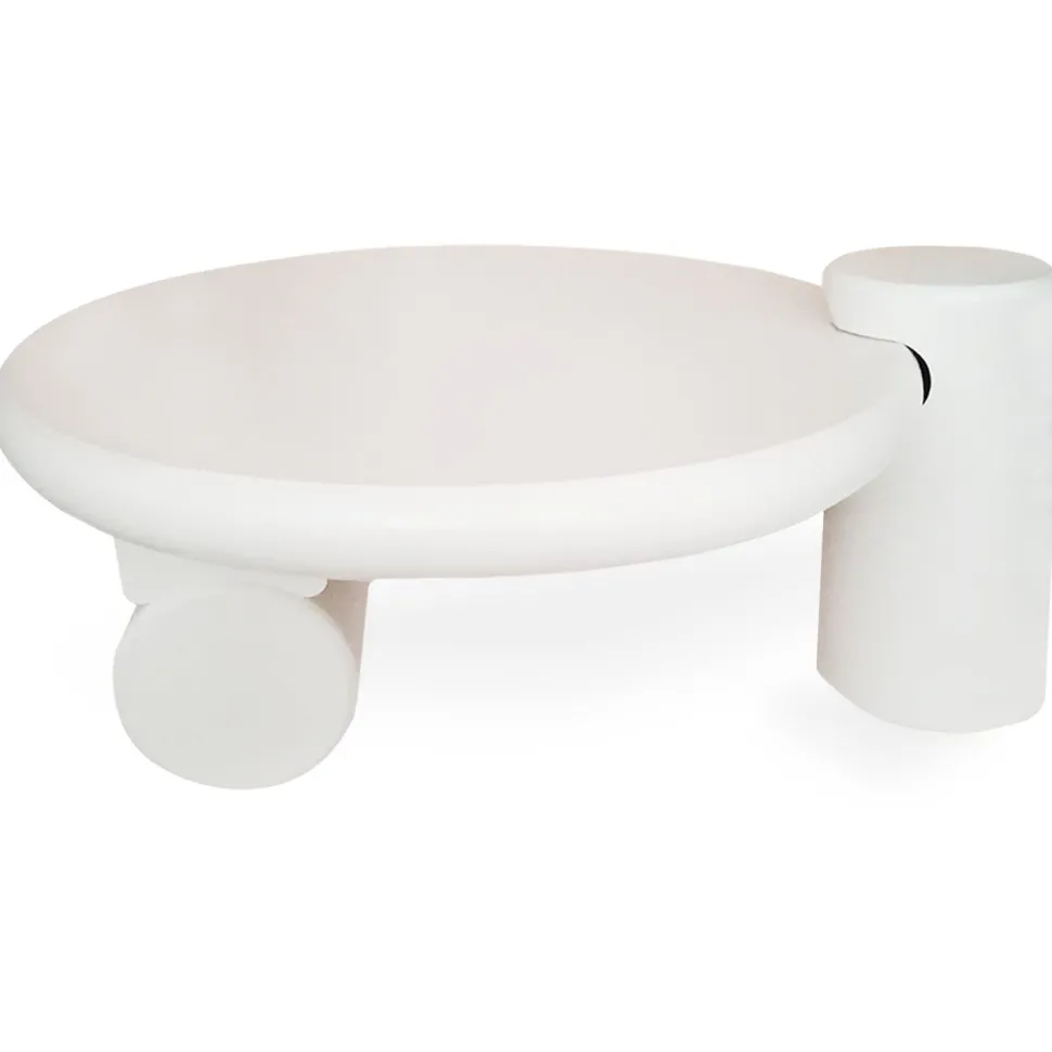 Table basse ronde asymétrique 100cm Yang Crème