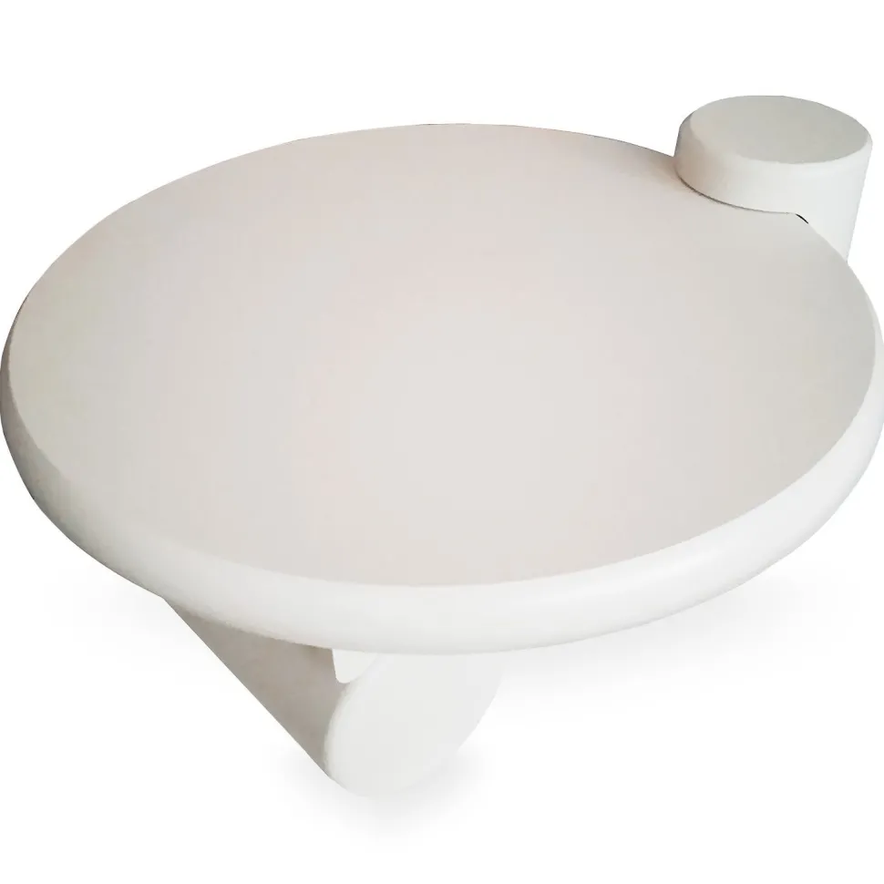 Table basse ronde asymétrique 100cm Yang Crème