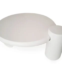 Table basse ronde asymétrique 100cm Yang Crème