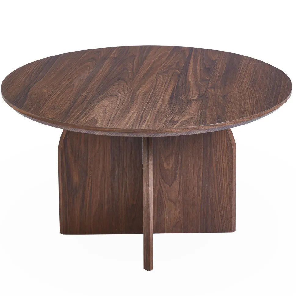 Table basse ronde élégante 80cm Calyptus Bois foncé