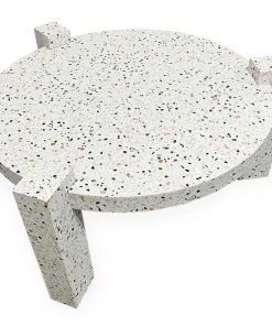 Table basse ronde moderne Titouan D84cm Effet Terrazzo