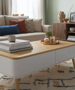 Table basse scandinave Bergen Blanc et Bois