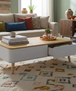 Table basse scandinave Bergen Blanc et Bois
