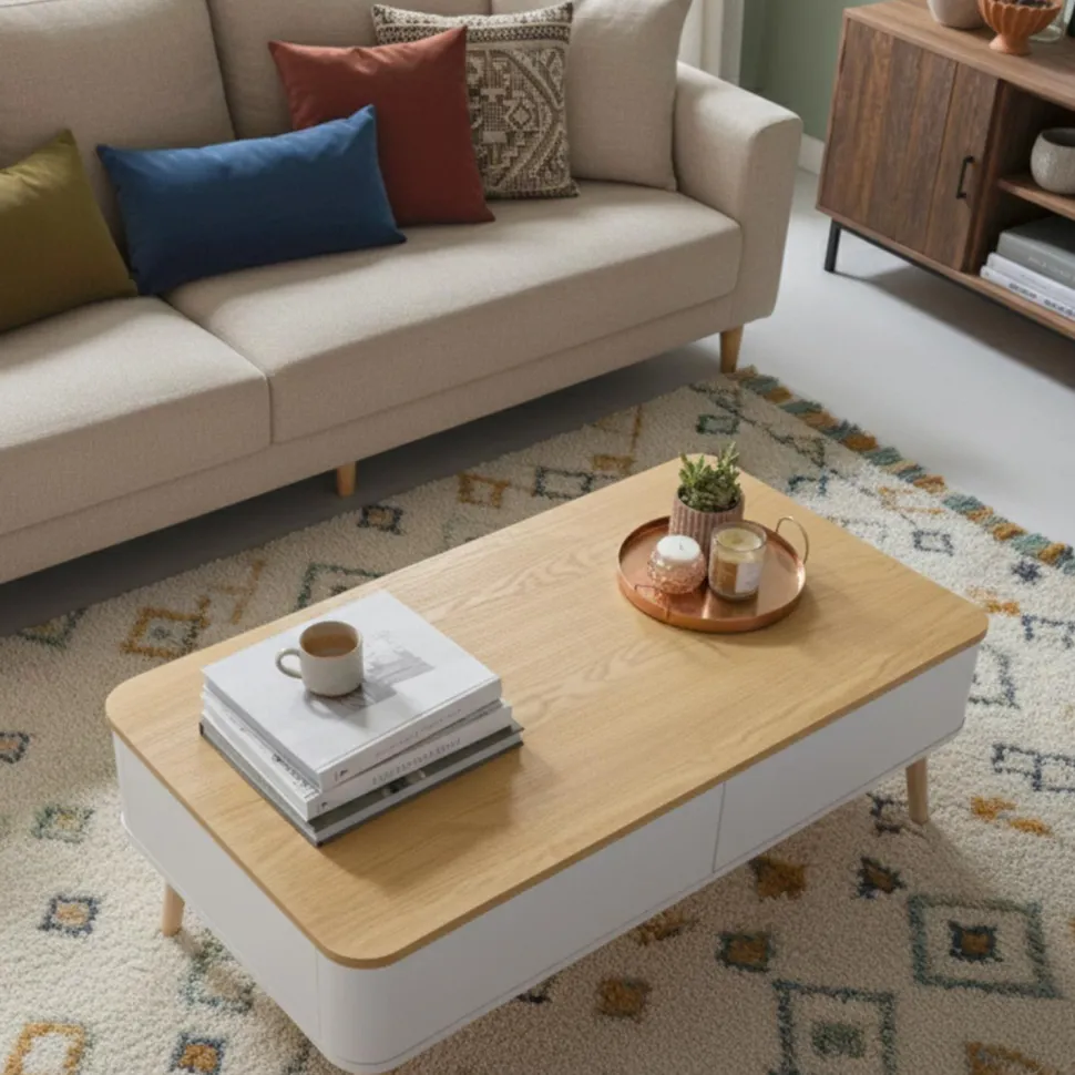 Table basse scandinave Bergen Blanc et Bois